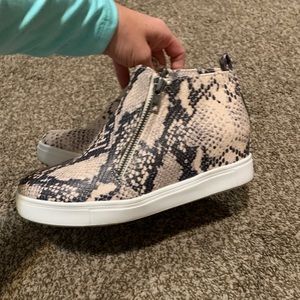 Faux snake skin heeled sneakers